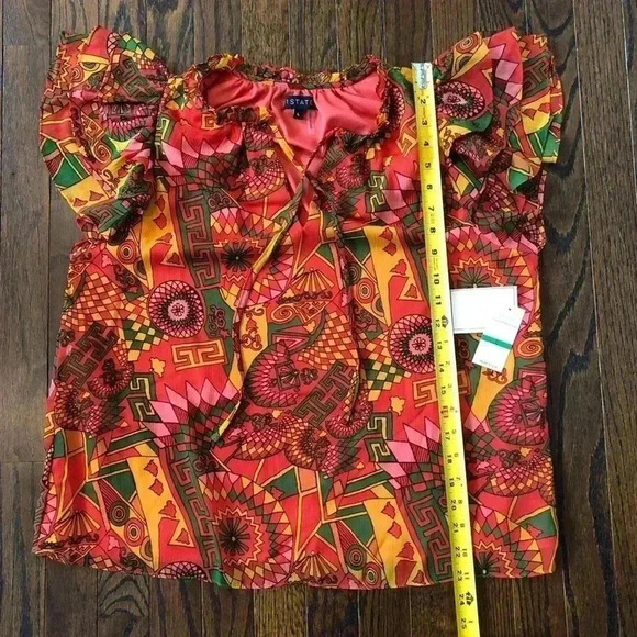 1.State Women’s L Tie Neck Short Flutter Sleeve Blouse in Raspberry Rose - NWT!! - Picture 9 of 12